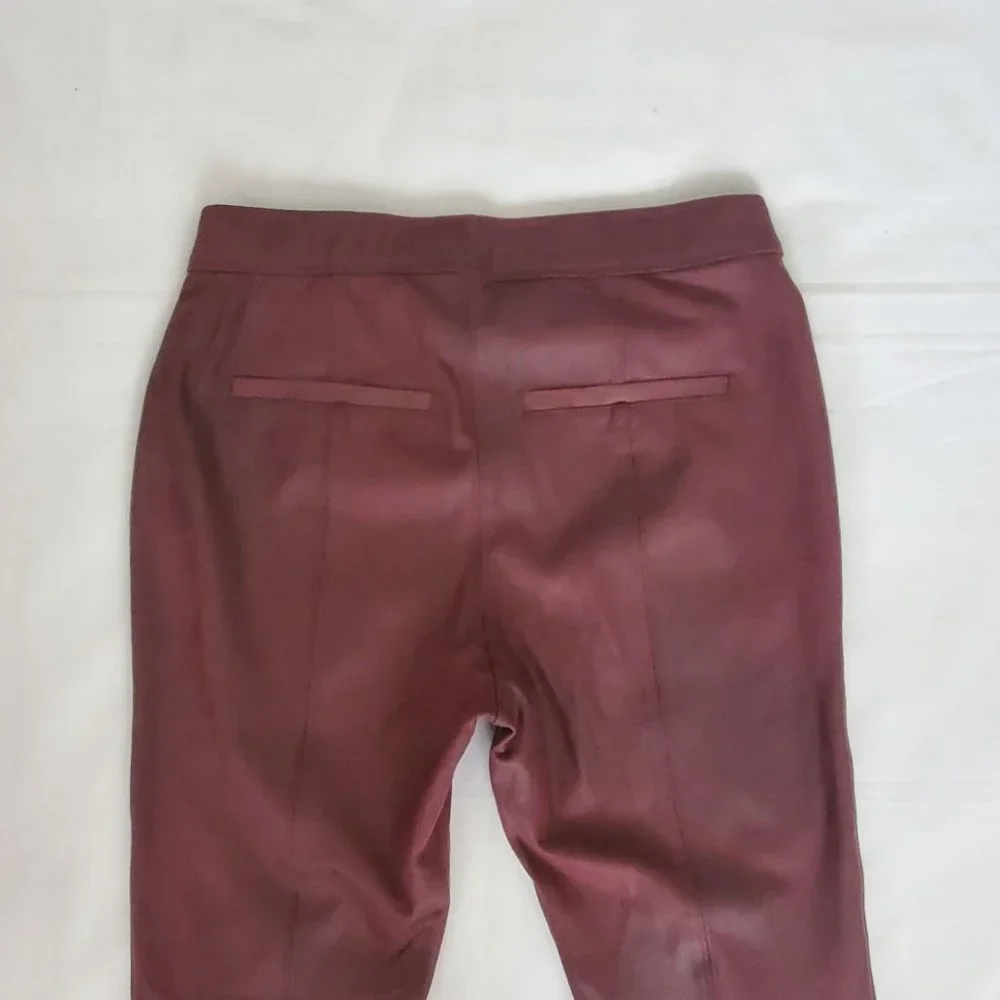 Free People Faux Suede Leather Pull-On Skinny Pants, Burgundy Women's Size 26 - Picture 8 of 15